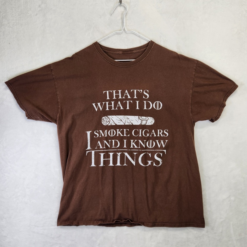 Mens‎ Brown I Smoke Cigars and I Know Things Graphic T-Shirt Size Large